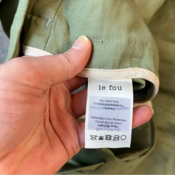 Aritzia Wilfred Le Fou Leonce Belted Pants High rise waist tapered pleated green - Picture 12 of 16